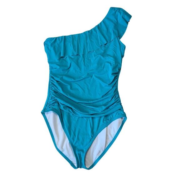 Hilor Other - HILOR Women's Swim suit, size 10, one Shoulder, Ruffle; Structured boddice